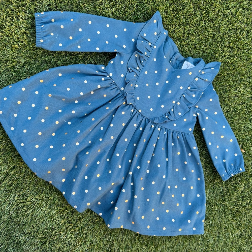 Blue Polka Dot Girls Dress